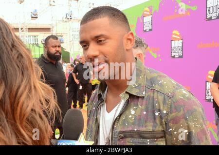13 juillet 2017, Westwood, Californie, États-Unis: Russell Wilson assiste aux Prix de sports Nickelodeon Kidss' Choice 2017 au Pavillon Pauley à Los Angeles, Californie, le 13 juillet 2017. (Image crédit : © Billy Bennight/ZUMA Wire) Banque D'Images