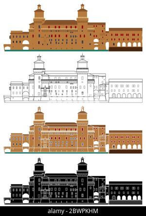 Vue sur le château de Ferrara Illustration de Vecteur