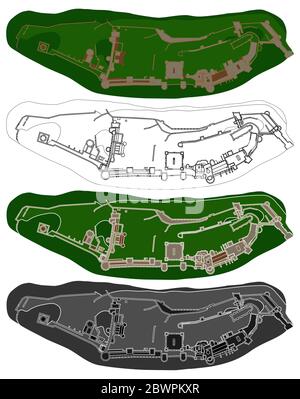 Château de Bamburgh en vue de dessus Illustration de Vecteur