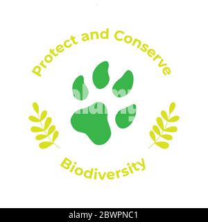 Affiche DE LA BIODIVERSITÉ en composition carrée de couleur verte pour la journée de l'environnement . 5 juin 2020 Illustration de Vecteur