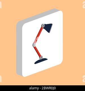 Lampe de table icône vecteur simple. Modèle de conception de symbole d'illustration pour l'élément d'interface utilisateur Web mobile. Pictogramme isométrique de couleur parfaite sur carré blanc 3d. Ta Illustration de Vecteur
