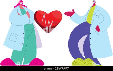 Cardiologues en uniforme médical avec masques et robes dessin vectoriel Illustration de Vecteur