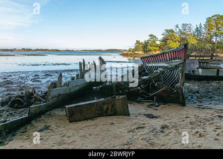 Cimetière de bateaux sur l'île Bender dans le golfe du Morbihan. France. Banque D'Images