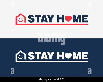 Concept de logo de campagne de rester à la maison Illustration de Vecteur