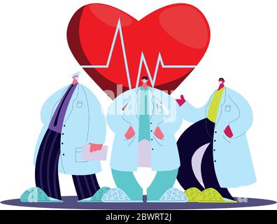 Cardiologues en uniforme médical avec masques et robes dessin vectoriel Illustration de Vecteur