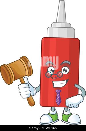 Une bouteille de sauce sage judge dessin de mascotte dessin animé portant des lunettes Illustration de Vecteur