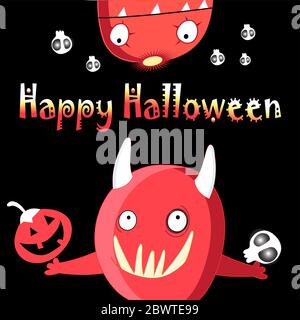Illustration vectorielle lumineuse de monstres amusants pour Halloween Illustration de Vecteur