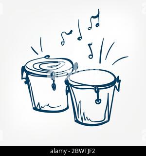 illustration vectorielle d'esquisse bongo elément de conception isolé Illustration de Vecteur