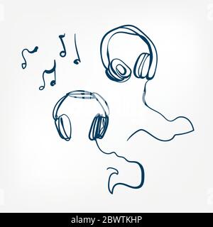 casque esquisse illustration vectorielle élément de conception isolé Illustration de Vecteur