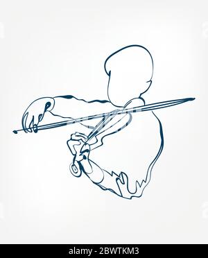 mains violon dessin ligne vecteur conception isolée Illustration de Vecteur