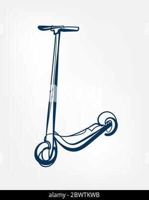 Kick scooter une ligne vecteur isolé Illustration de Vecteur