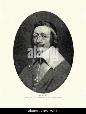 Le cardinal Richelieu, un religieux et homme d'État français, et le premier ministre du roi Louis XIII en 1624. Banque D'Images