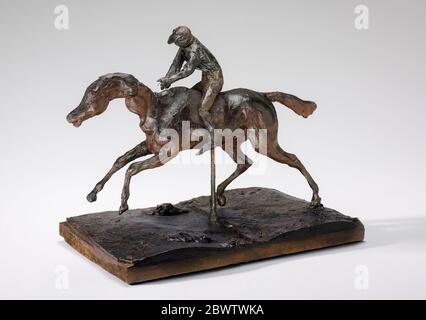 Edgar Degas, sculpture, cheval Galloping sur le pied droit avec la figure jockey, vers 1890-1899 Banque D'Images