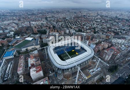 Espagne, Madrid, vue aérienne du stade Santiago Bernabeu Banque D'Images