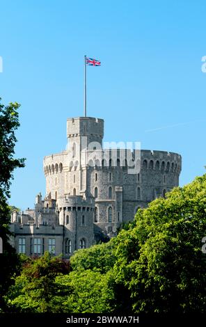 Château de Windsor, Windsor, Angleterre. Maison de la Reine Elizabeth II et du duc d'Édimbourg de HRH. Banque D'Images