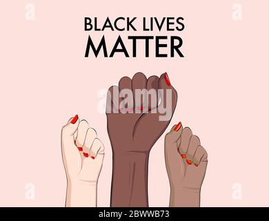 Stop racisme, concept d'égalité multiethnique, affiche de respect divers. Tolérance femme mains geste, bras soutien filles bannière. Manifestation politique 2020, veille Illustration de Vecteur