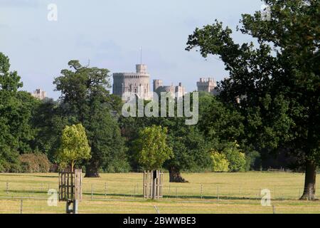 Château de Windsor, Windsor, Angleterre. Maison de la Reine Elizabeth II et du duc d'Édimbourg de HRH. Banque D'Images