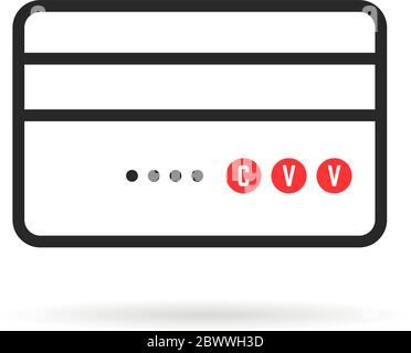 code cvv sur la carte de crédit thin line Illustration de Vecteur