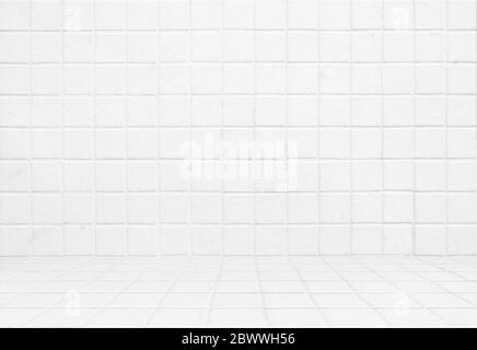 Fond de texture de la salle de toilette en mosaïque de Grunge blanche. Banque D'Images