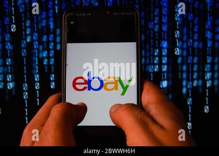 Cracovie, Pologne. 3 juin 2020. Sur cette photo, un logo Ebay apparaît sur un smartphone. Crédit : Omar marques/SOPA Images/ZUMA Wire/Alay Live News Banque D'Images