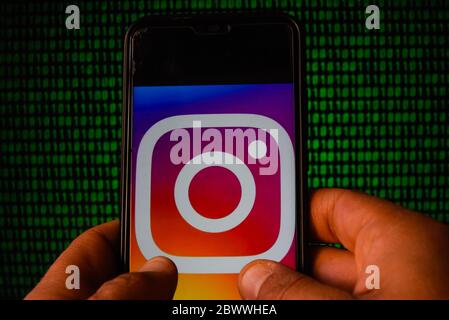 Cracovie, Pologne. 3 juin 2020. Sur cette photo, un logo Instagram apparaît sur un smartphone. Crédit : Omar marques/SOPA Images/ZUMA Wire/Alay Live News Banque D'Images