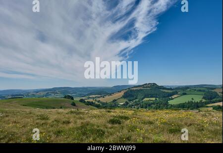 La vue de Hopesay Hill près de Craven Arms, Shropshire Banque D'Images