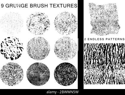 Jeu de 9 textures de forme de gringe et 2 motifs sans couture de gringe Illustration de Vecteur
