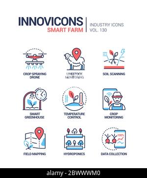 Smart Farm - des icônes de style moderne et coloré Illustration de Vecteur