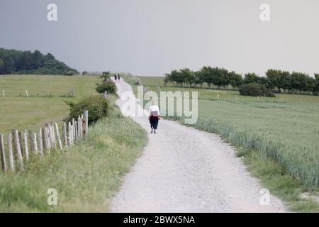 Marcheurs sur les South Downs près de Ditchling Beacon dans East Sussex. 03 juin 2020. Banque D'Images