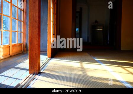 Tapis de sol Tatami pour les rayons du soleil. Banque D'Images