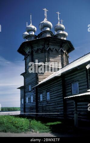 Église de l'intercession de la Vierge, Kizhi Pogost, île de Kizhi, Russie Banque D'Images