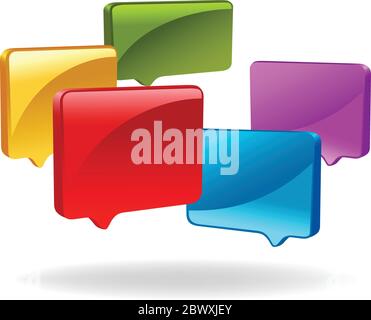 Bulles de texte 3D Illustration de Vecteur