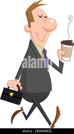 Homme d'affaires avec tasse de café en papier Illustration de Vecteur