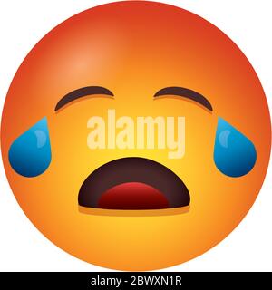 Déçu face emoji. pleurer vector cartoon smiley emoticon humeur triste ...