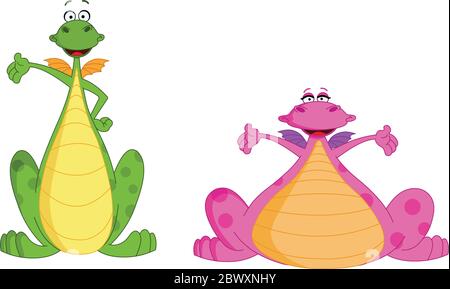 Couple de dragon mignon Illustration de Vecteur