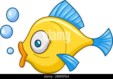 Poisson de dessin animé avec des bulles Illustration de Vecteur