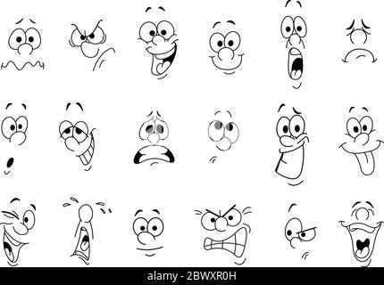 Jeu d'expressions faciales de dessin animé Illustration de Vecteur