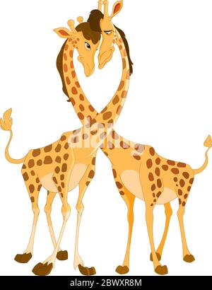 Les Girafes en amour Illustration de Vecteur