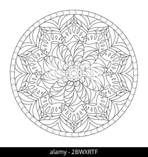 Décoration circulaire pour livres de coloriage pour adultes et enfants, scrapbooking ou broderie. Illustration vectorielle dans la technique zentangle. Simple Doodle s Illustration de Vecteur