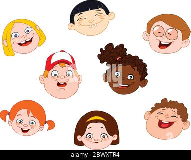 Ensemble de visages pour enfants Illustration de Vecteur