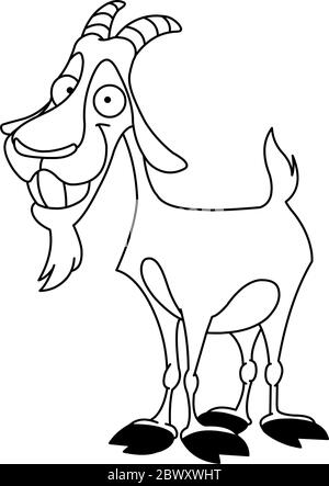 Chèvre Billy avec contour. Page de coloriage d'illustration d'illustration d'illustration vectorielle. Illustration de Vecteur