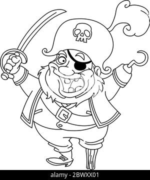 Pirate de dessin animé. Page de coloriage d'illustration vectorielle Illustration de Vecteur