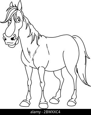 Beau cheval. Page de coloriage d'illustration d'illustration d'illustration vectorielle. Illustration de Vecteur