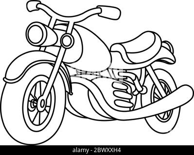 Moto décrite. Page de coloriage d'illustration d'illustration d'illustration vectorielle. Illustration de Vecteur