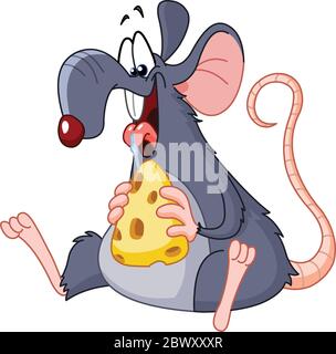 Rat mangeant du fromage Illustration de Vecteur