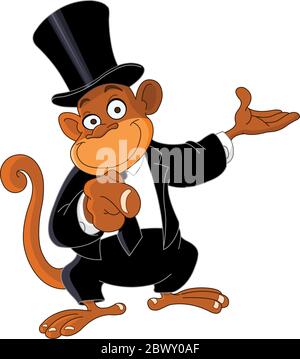 Homme d'affaires de singe pointant Illustration de Vecteur