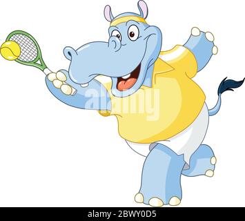 Hippopotame de tennis Illustration de Vecteur