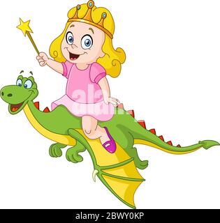 Jeune princesse à cheval sur un dragon Illustration de Vecteur