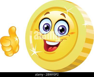 Pièce souriante montrant le pouce vers le haut Illustration de Vecteur