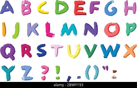 Lettres vectorielles colorées dessinées à la main Illustration de Vecteur